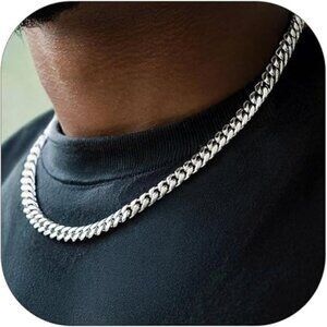 Miami Cuban Link Chain Necklace for Men Stainless Steel 10mm Plated Hip Hop